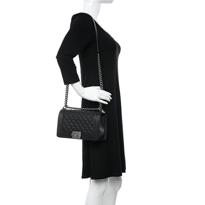 Chanel Caviar Quilted Medium Boy Flap Black 2 of 10