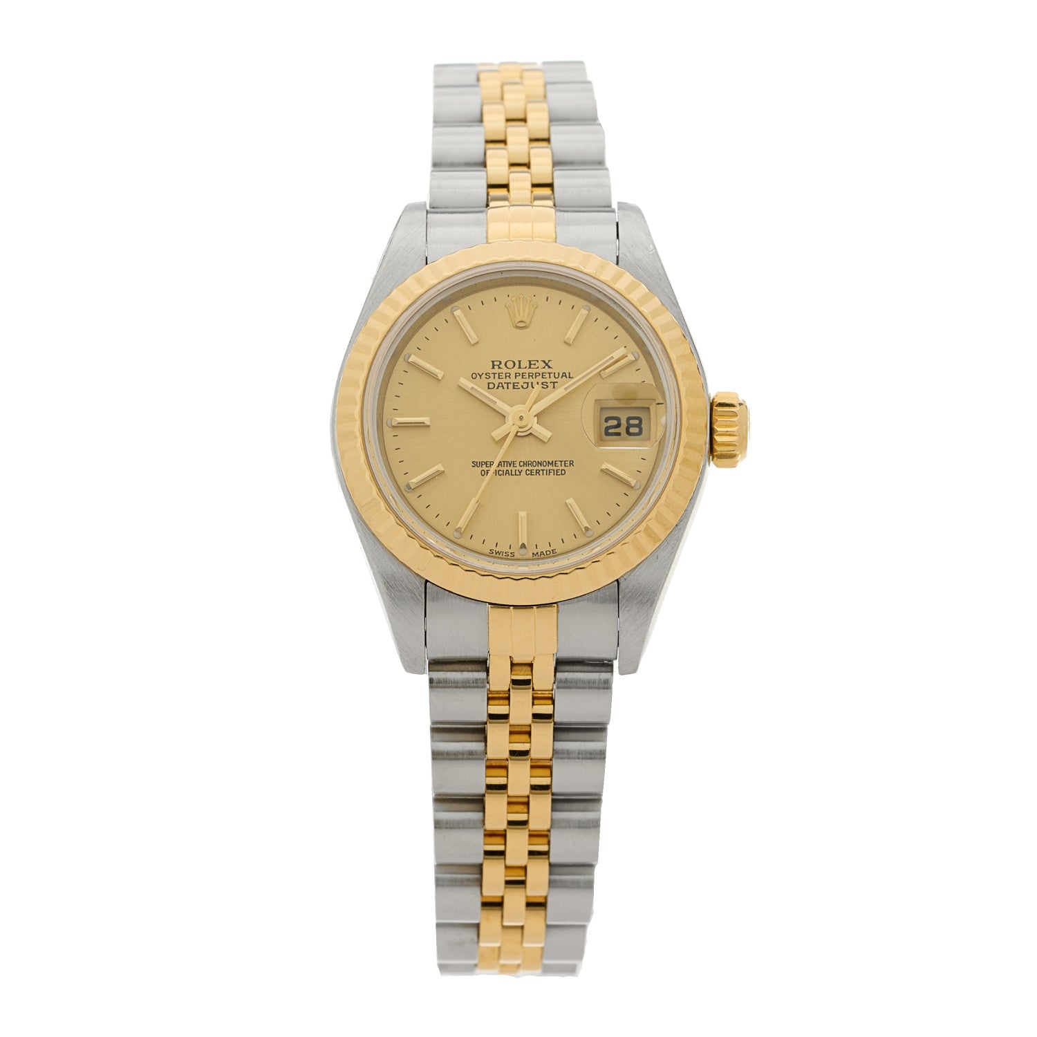 Rolex Stainless Steel 18K Yellow Gold 26mm Oyster Perpetual Datejust Watch Champagne 79173 1 of 5