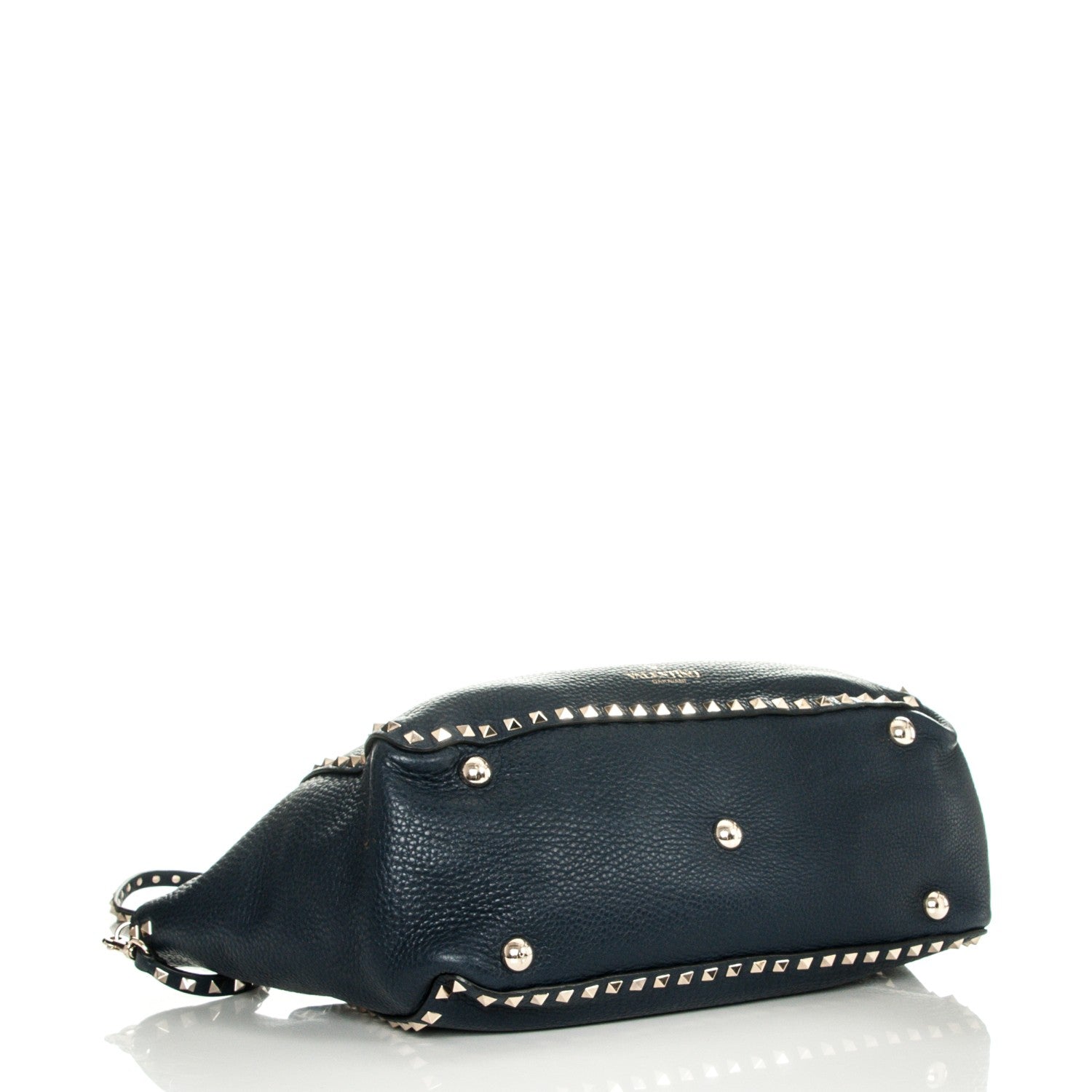 Valentino Garavani Pebbled Calfskin Medium Rockstud Tote Marine 4 of 7
