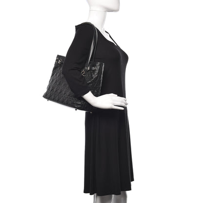 Christian Dior Coated Canvas Cannage Medium Panarea Tote Black 2 of 12