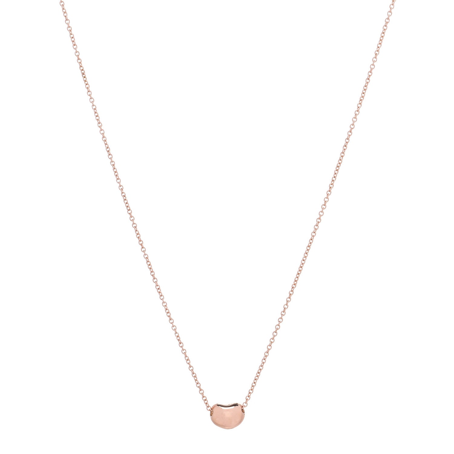 Tiffany 18K Rose Gold 6.5mm Elsa Peretti Bean Pendant Necklace 1 of 5