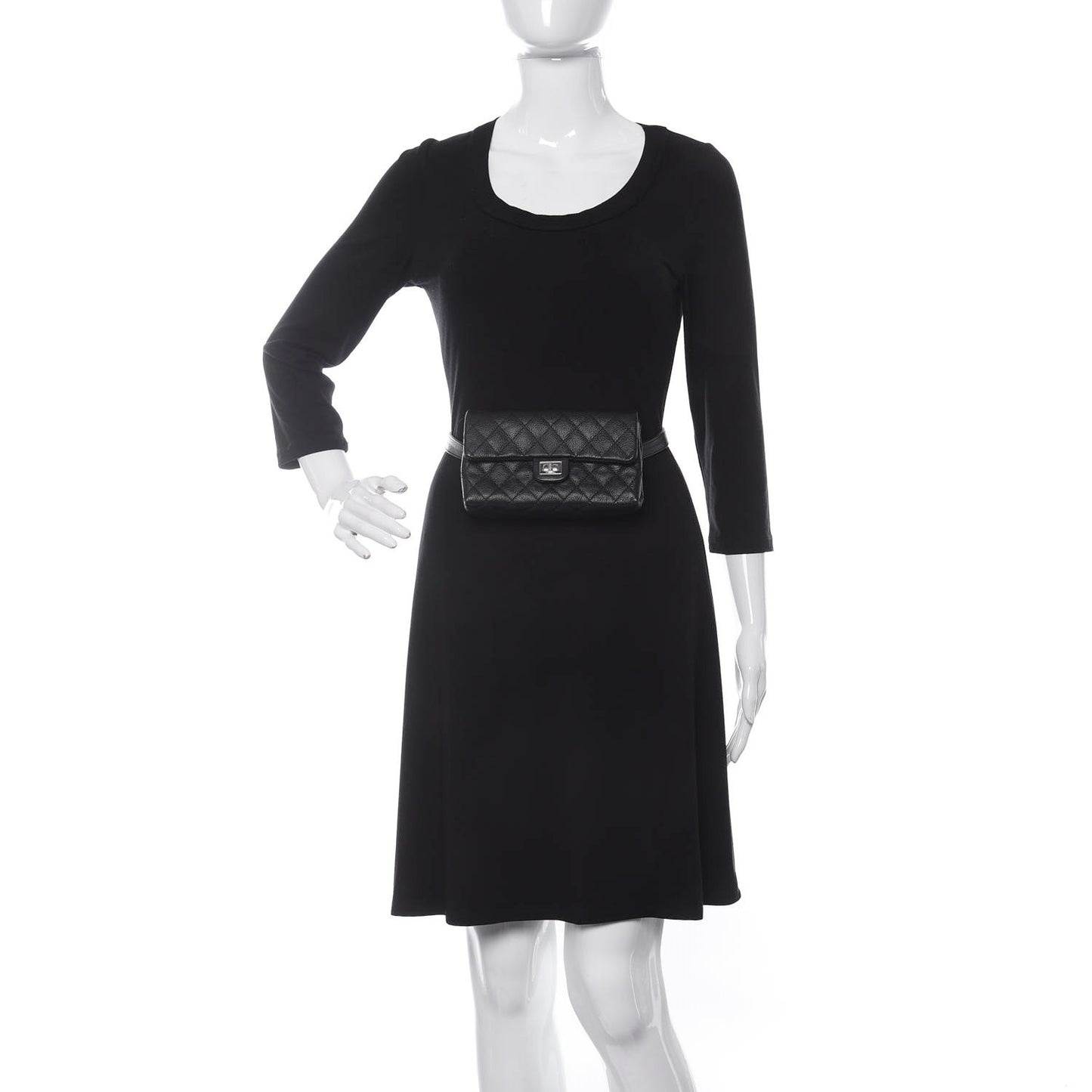 Grained Calfskin Quilted 2.55 Reissue Flap Belt Bag Clutch Black