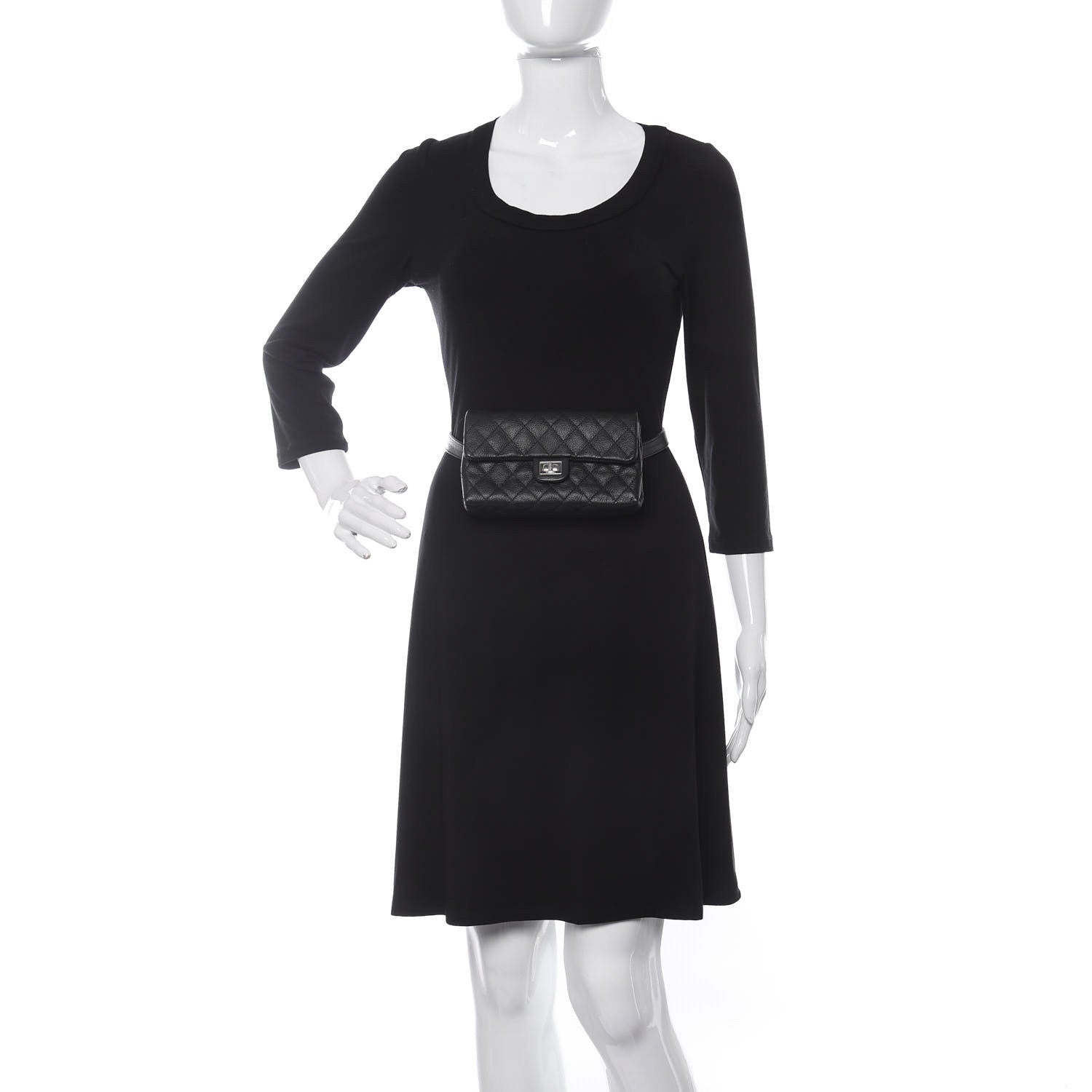 Chanel Grained Calfskin Quilted 2.55 Reissue Flap Belt Bag Clutch Black 2 of 10