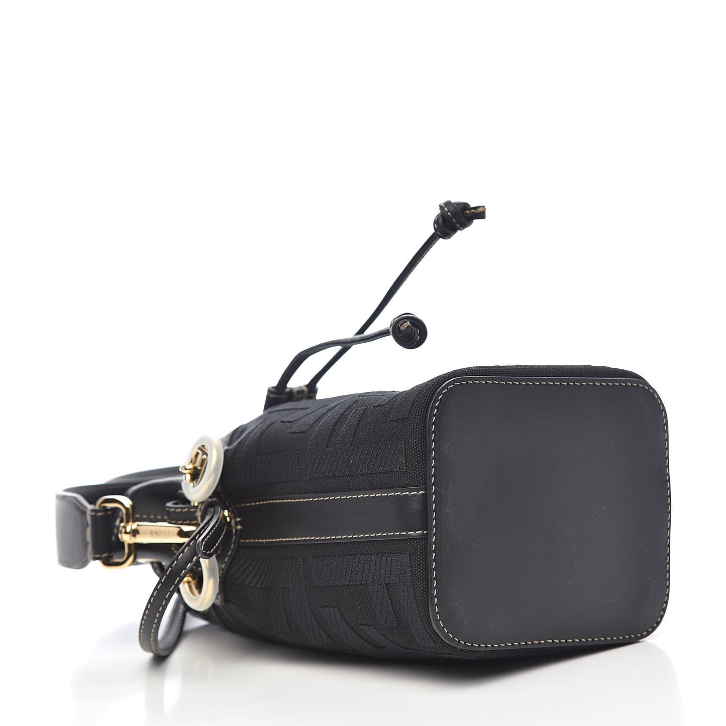 Canvas Vitello King F is Fendi FF Embroidered Mini Mon Tresor Bucket Bag Black