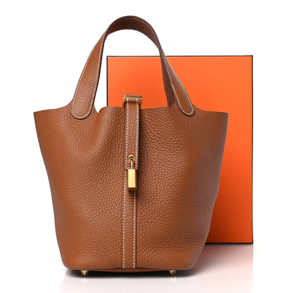Hermes Taurillon Clemence Picotin Lock 18 PM Gold 10 of 10
