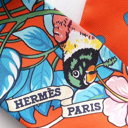 Hermes Silk Jungle Love Love Twilly Orange Bleu Brun 5 of 5