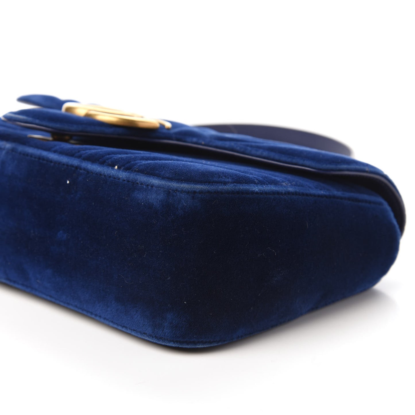 Velvet Matelasse Small GG Marmont Shoulder Bag Cobalt Blue