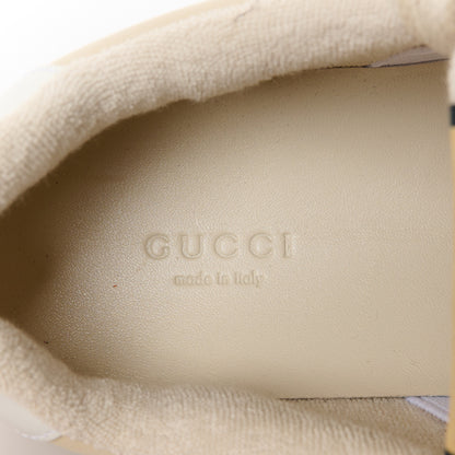 Gucci Calfskin Lame GG Monogram Web Womens Screener Sneakers 38.5 Gardenia Silver Dusty Milk White 8 of 9