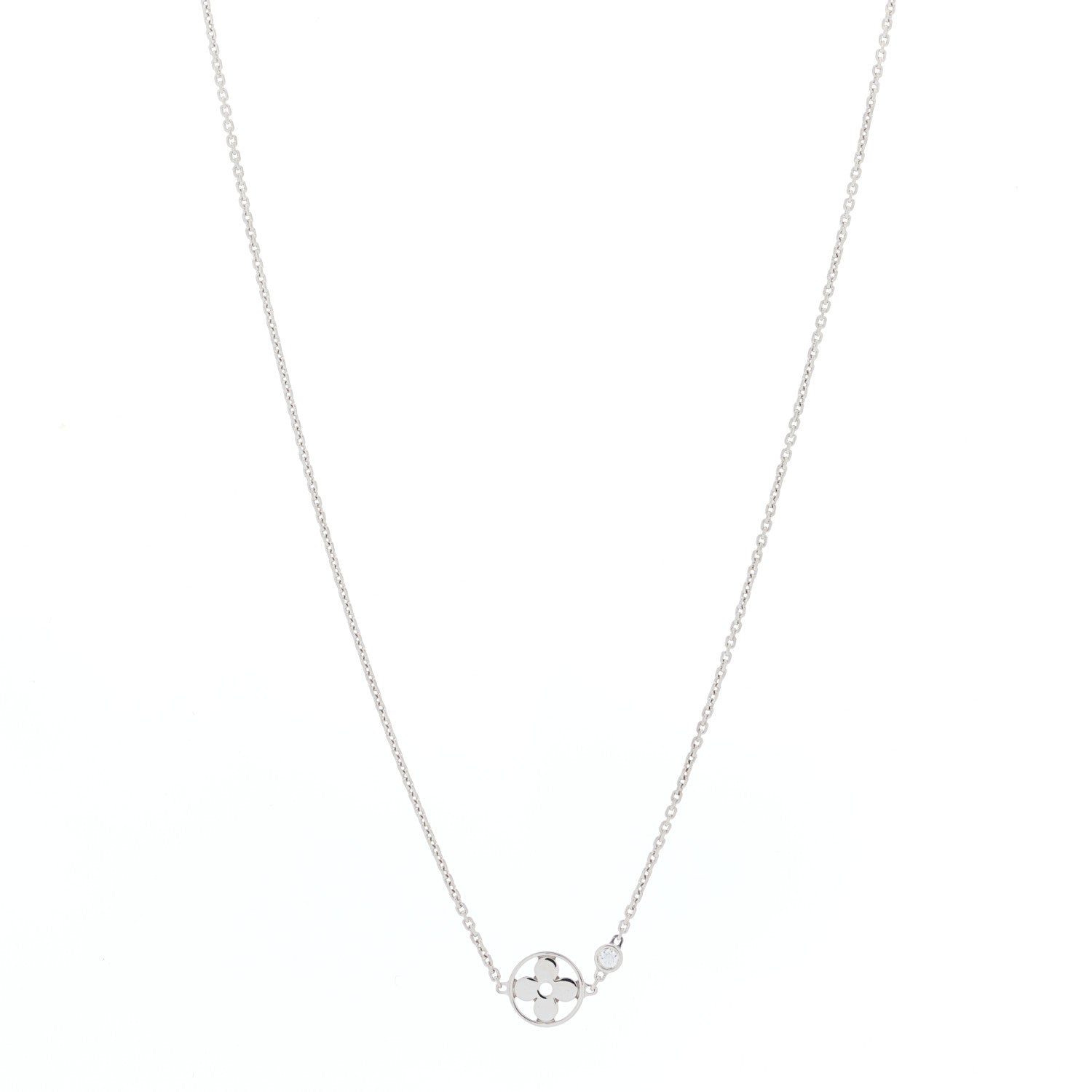 Louis Vuitton 18K White Gold Diamond Idylle Blossom Pendant Necklace 1 of 5