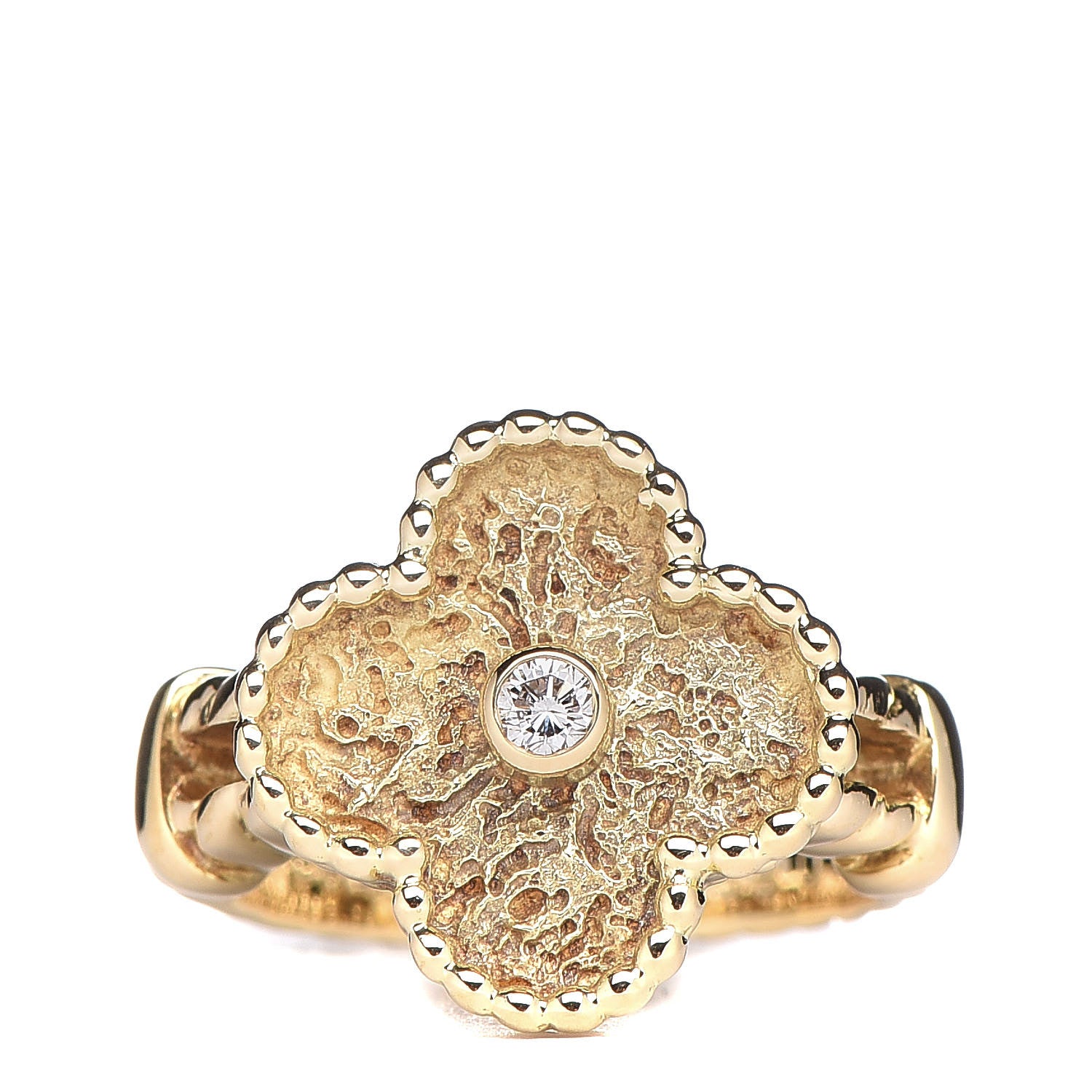 Van Cleef & Arpels 18K Yellow Gold Diamond Vintage Alhambra Ring 49 4.75 1 of 6