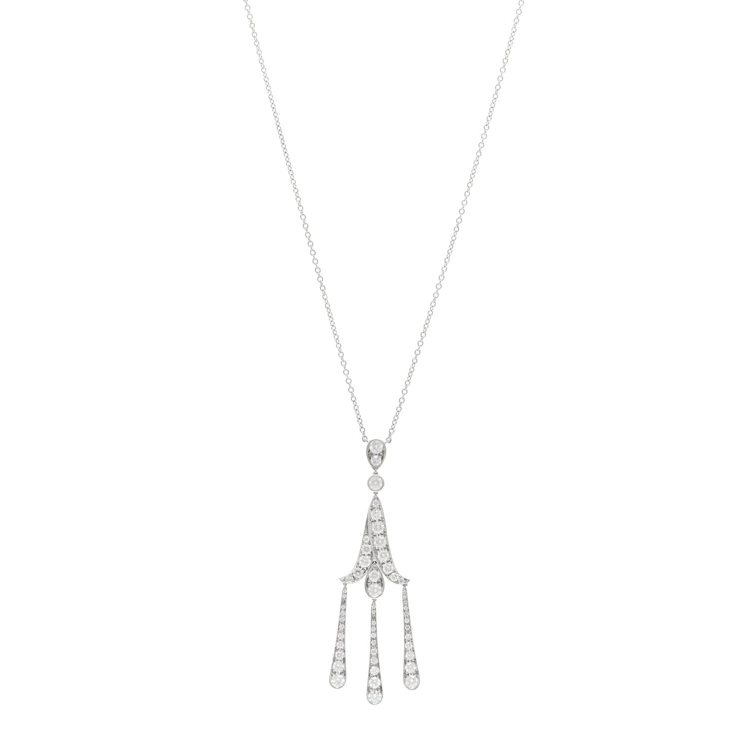 Tiffany Platinum Diamond Legacy Chandelier Drop Pendant Necklace 1 of 4