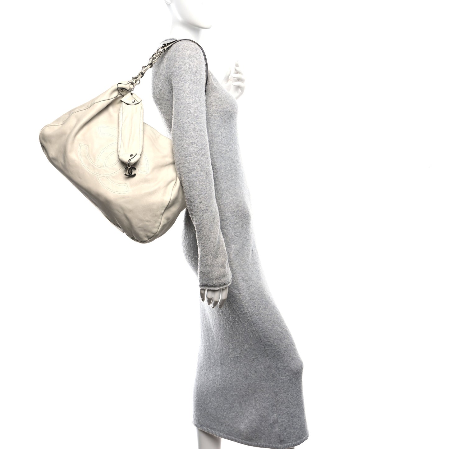 Lambskin Large Edgy Hobo White