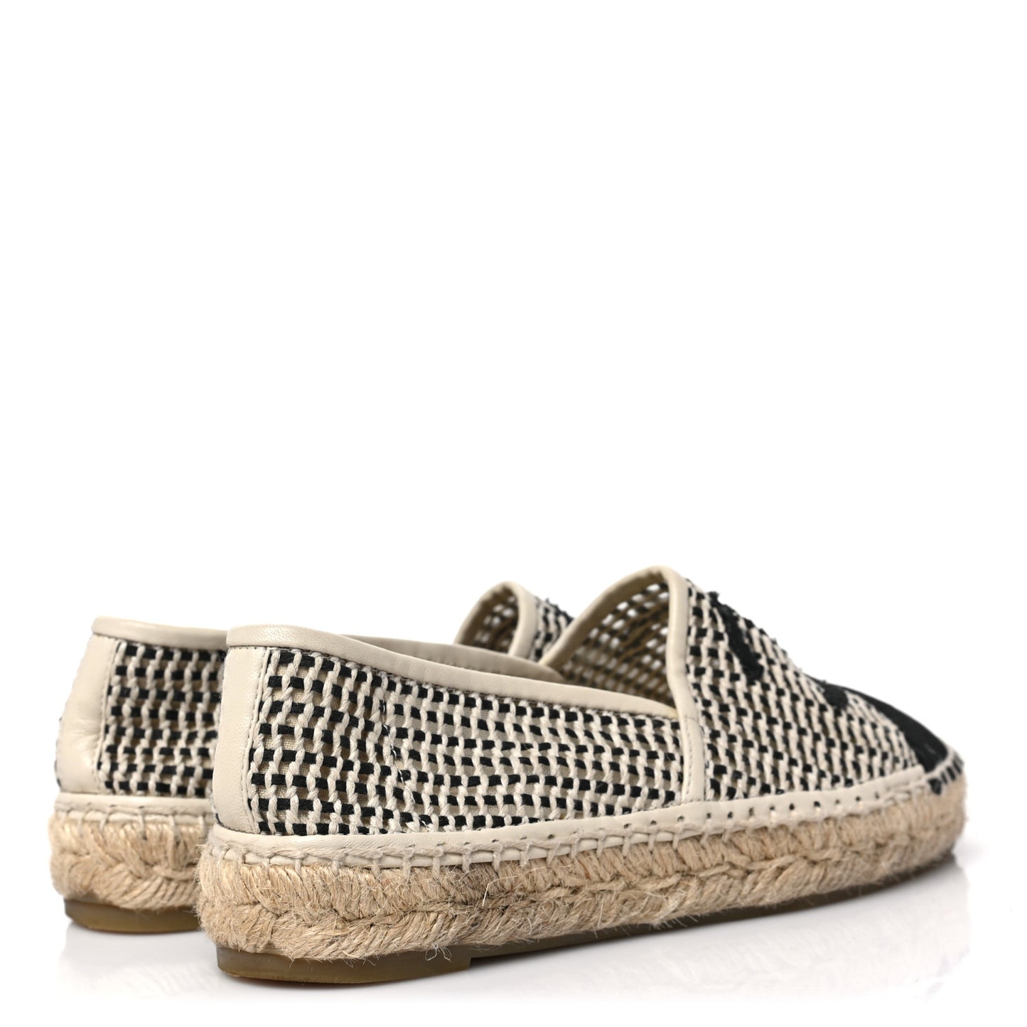 Mesh Grosgrain CC Espadrilles 36 Beige Black