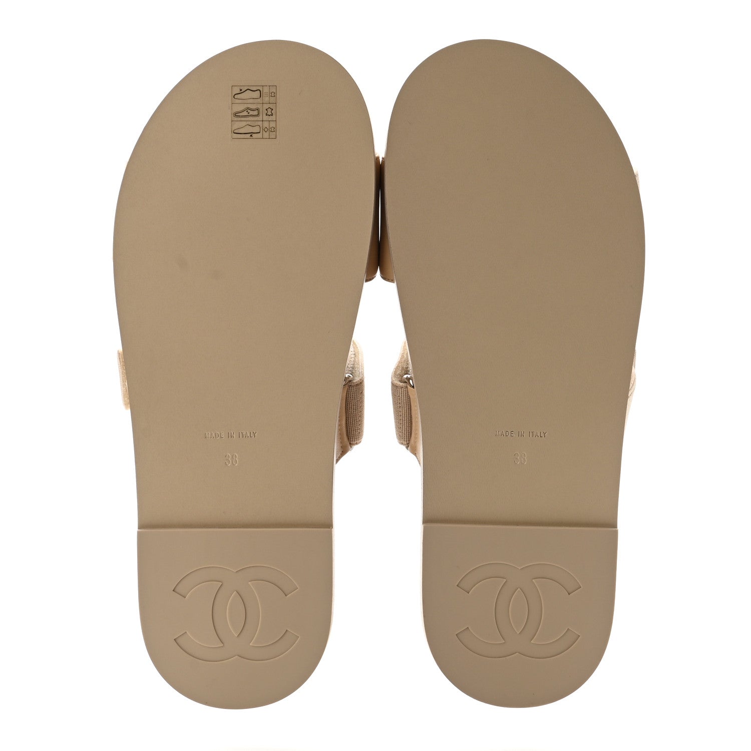 Chanel Grosgrain Lambskin Elastic Flat Mules 38 Beige 7 of 9