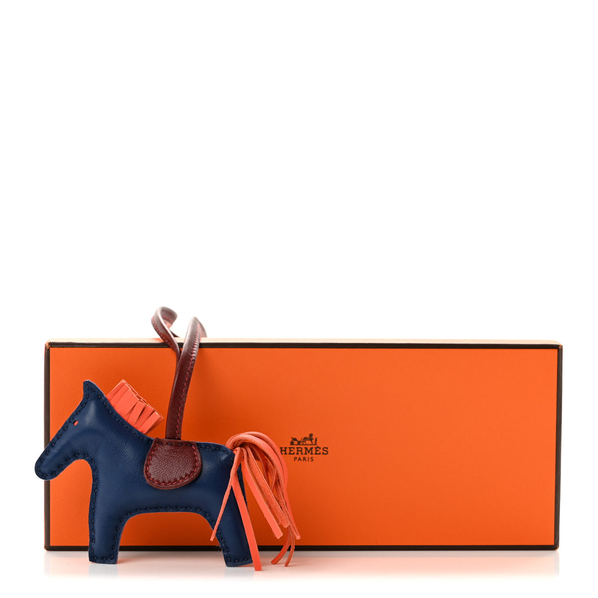 Milo Lambskin Grigri Rodeo Horse Bag Charm PM Bleu France Cornaline Rouge Sellier