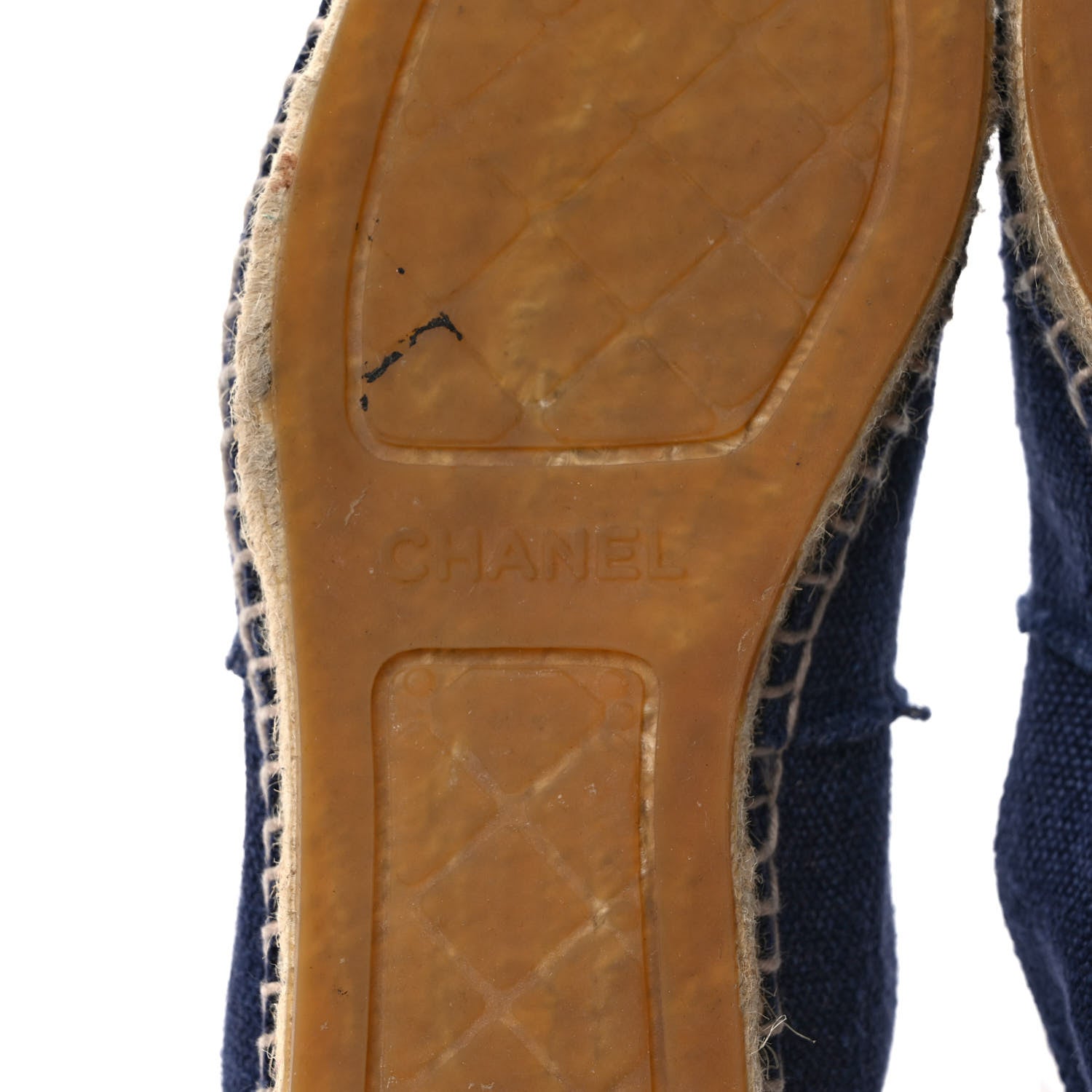 Chanel Denim Toile CC Espadrilles 37 Navy Black 6 of 7