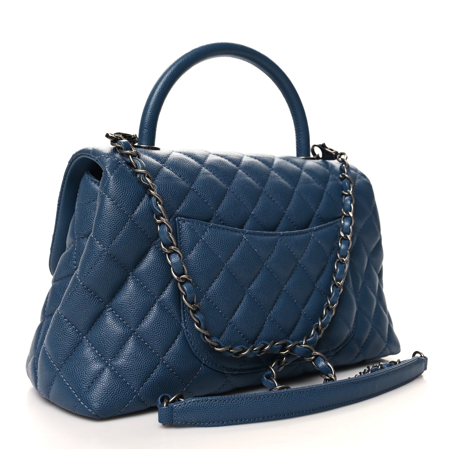 Caviar Quilted Small Coco Handle Flap Blue