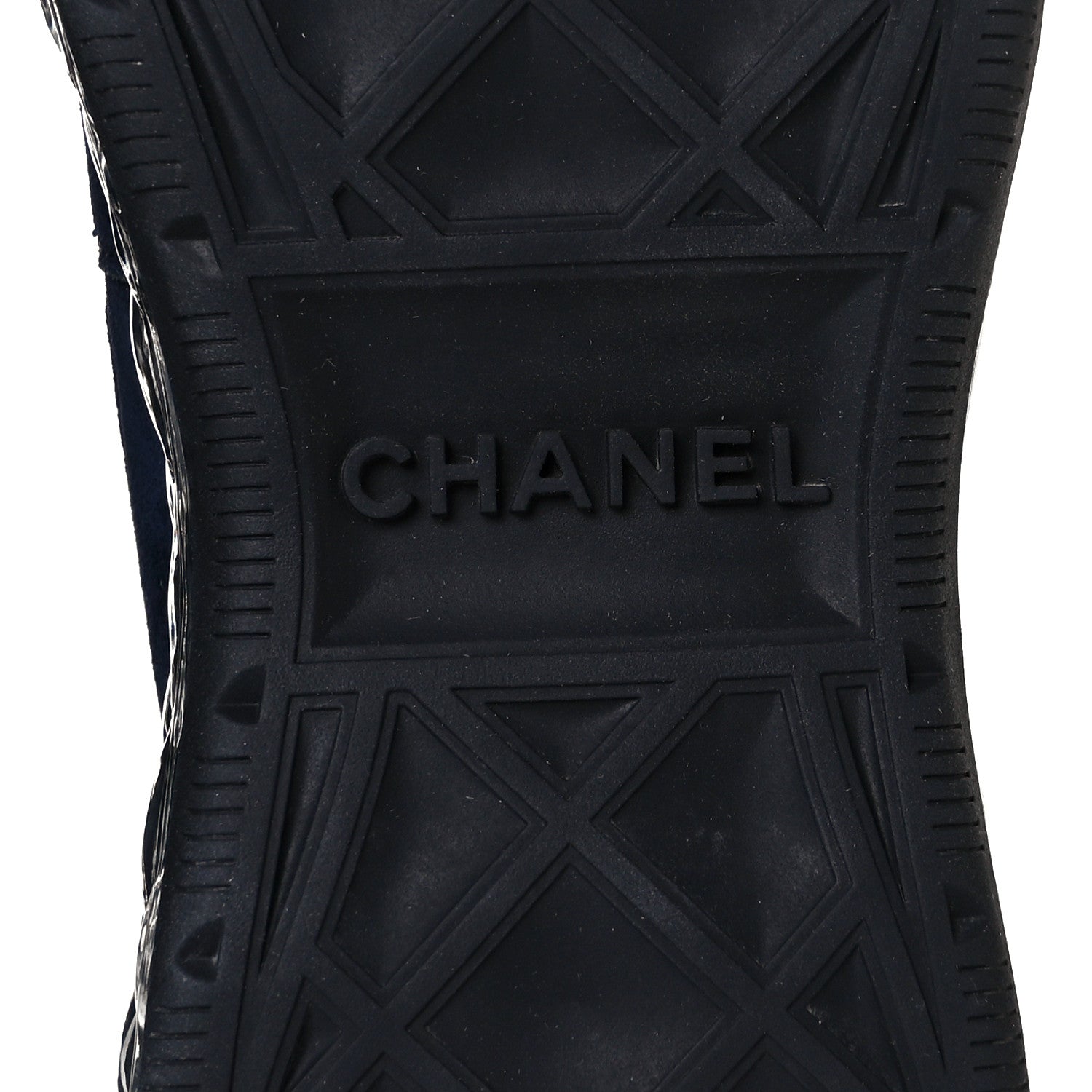 Chanel Suede Calfskin Velvet Grosgrain CC Sneakers 39.5 Navy Blue Black 6 of 9