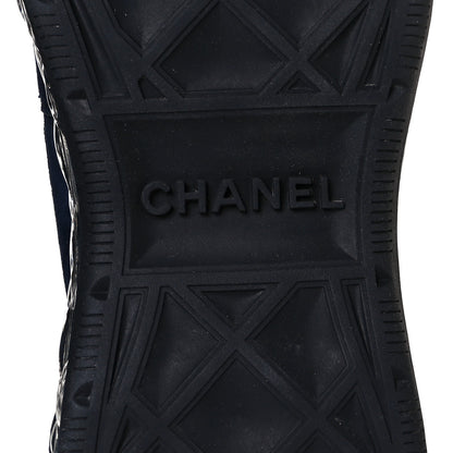 Chanel Suede Calfskin Velvet Grosgrain CC Sneakers 39.5 Navy Blue Black 6 of 9