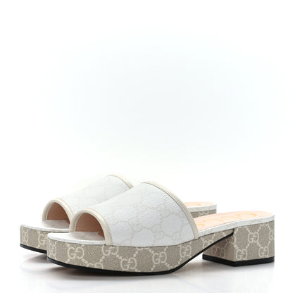Gucci GG Supreme Monogram Malaga Kid Platform Mule Sandals 37 White Mystic White 3 of 8