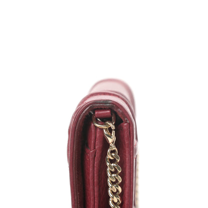 Christian Dior Grained Calfskin Diorama Wallet on Chain Pouch Burgundy 13 of 15