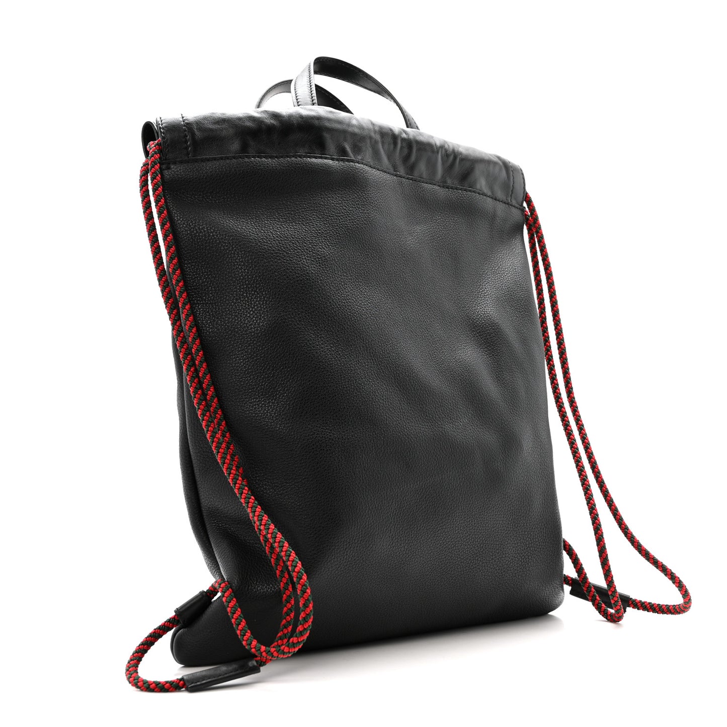 Calfskin Logo Drawstring Backpack Black