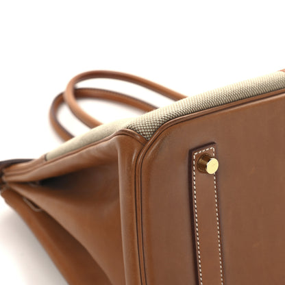 Hermes Toile Natural Barenia Flag Birkin 35 Fauve Paprika 9 of 18