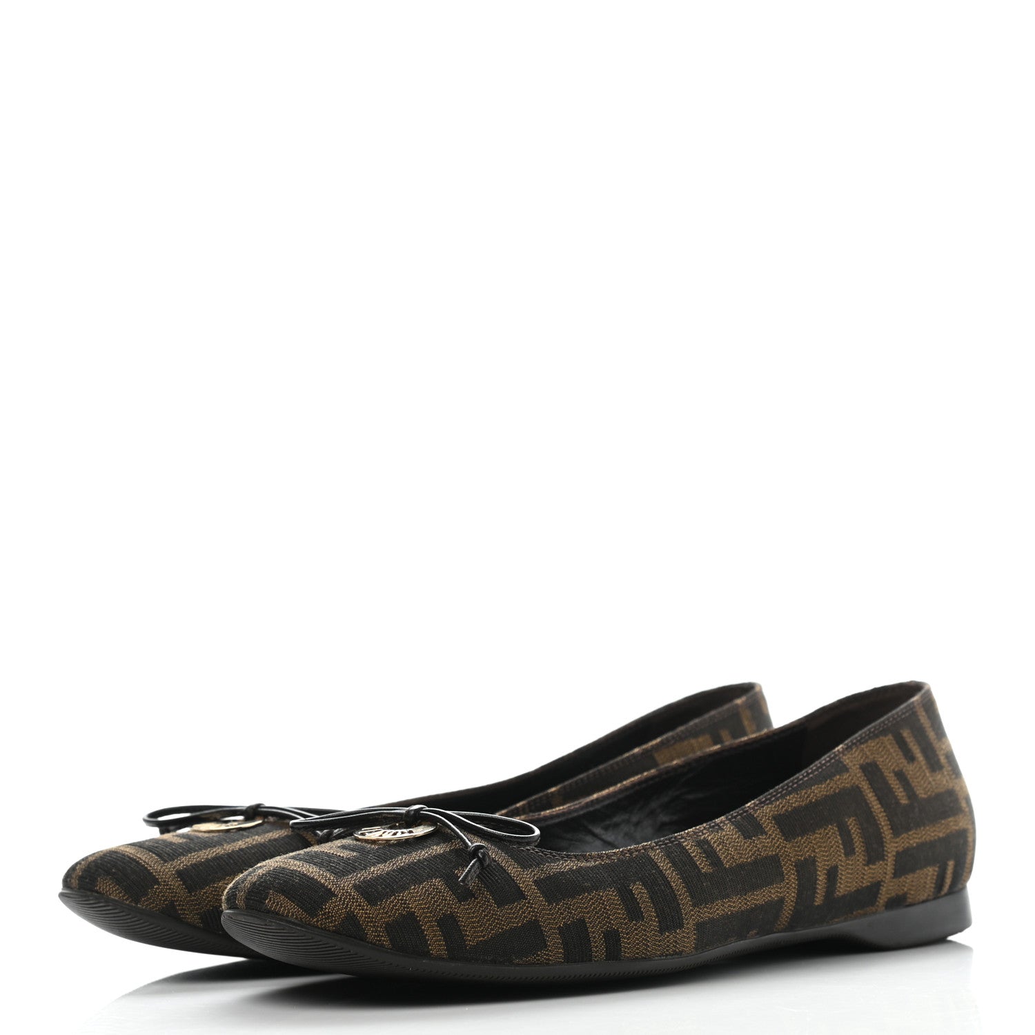 Fendi Jacquard Zucca Ballerina Flats 38 Tobacco Moro 3 of 7
