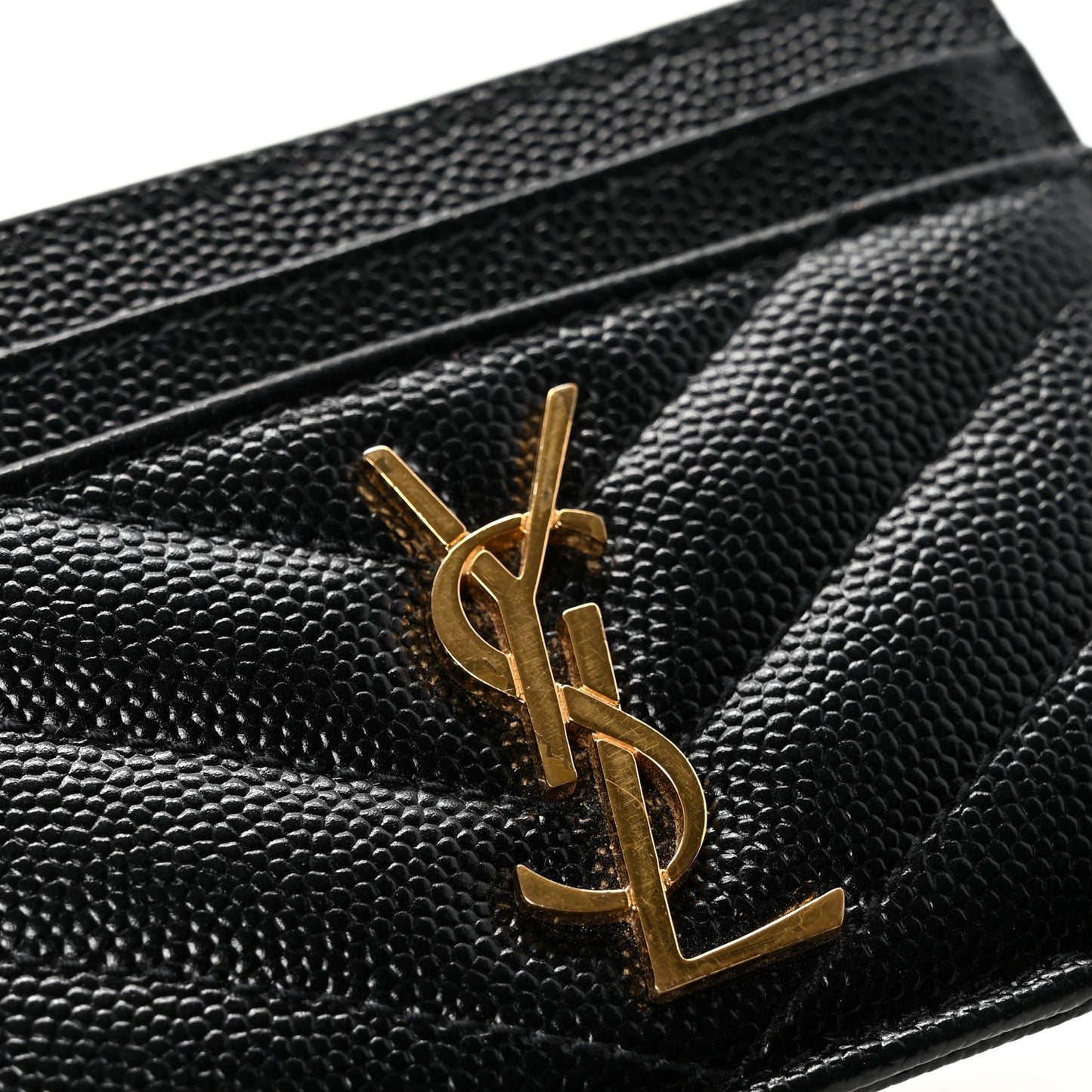 Grain De Poudre Matelasse Chevron Monogram Credit Card Case Black