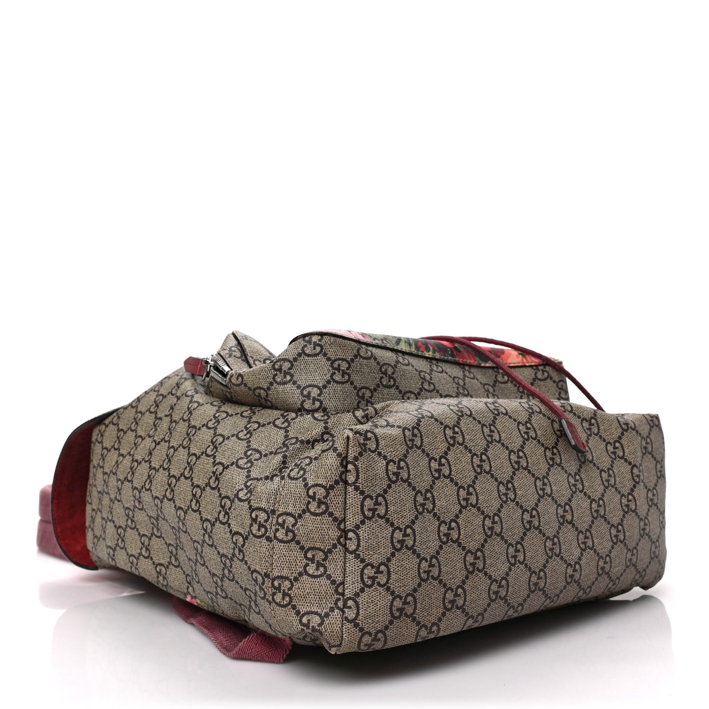GG Supreme Monogram Blooms Medium Single Buckle Backpack Beige Multicolor Dry Rose