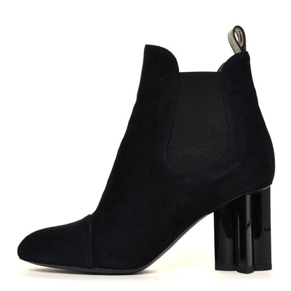 Louis Vuitton Suede Monogram Uniformes Cap Toe Chelsea 80mm Ankle Boots 35 Black 1 of 7