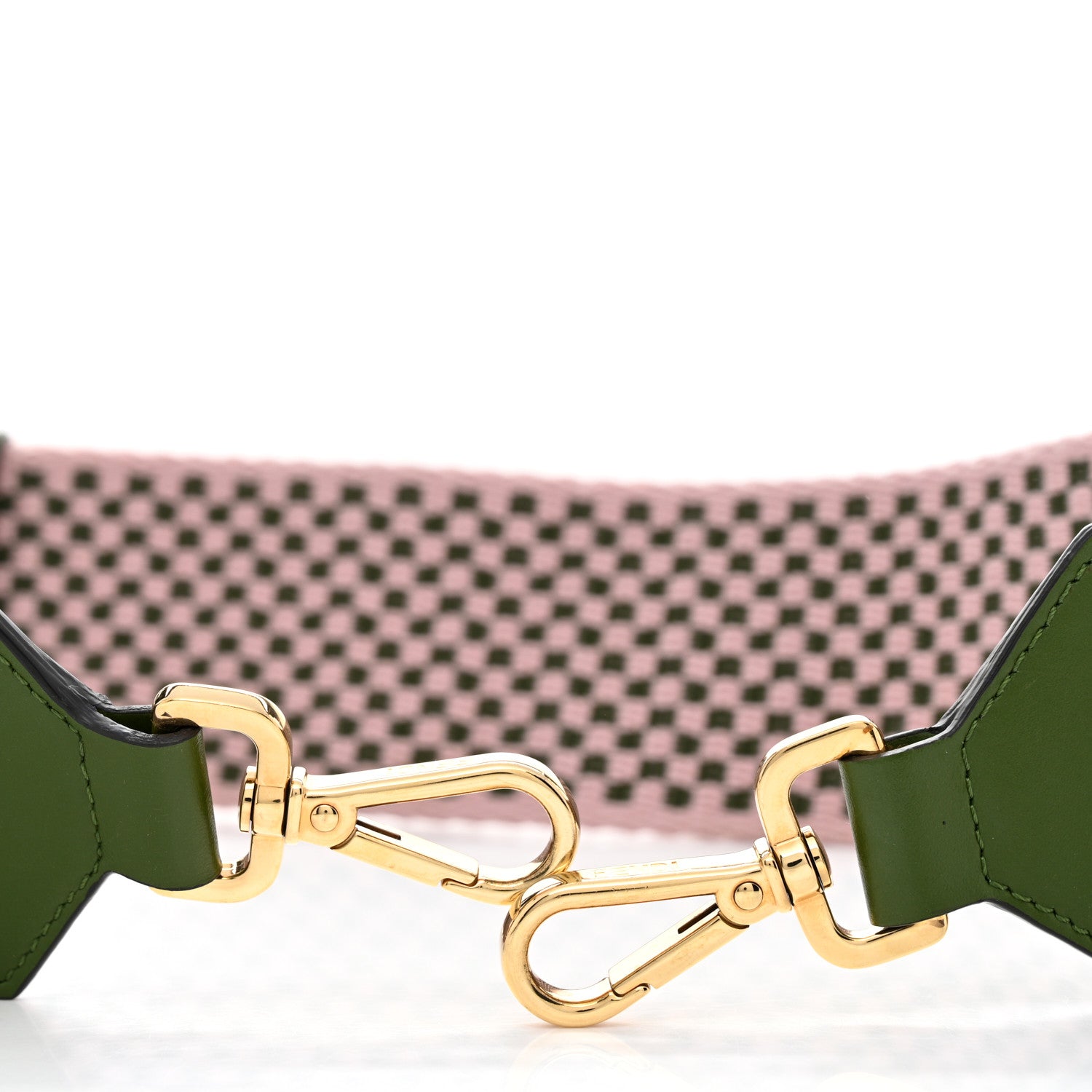 Fendi Ribbon Vitello King Logo Embossed Gingham Woven Adjustable Strap You Lilac 6 of 6