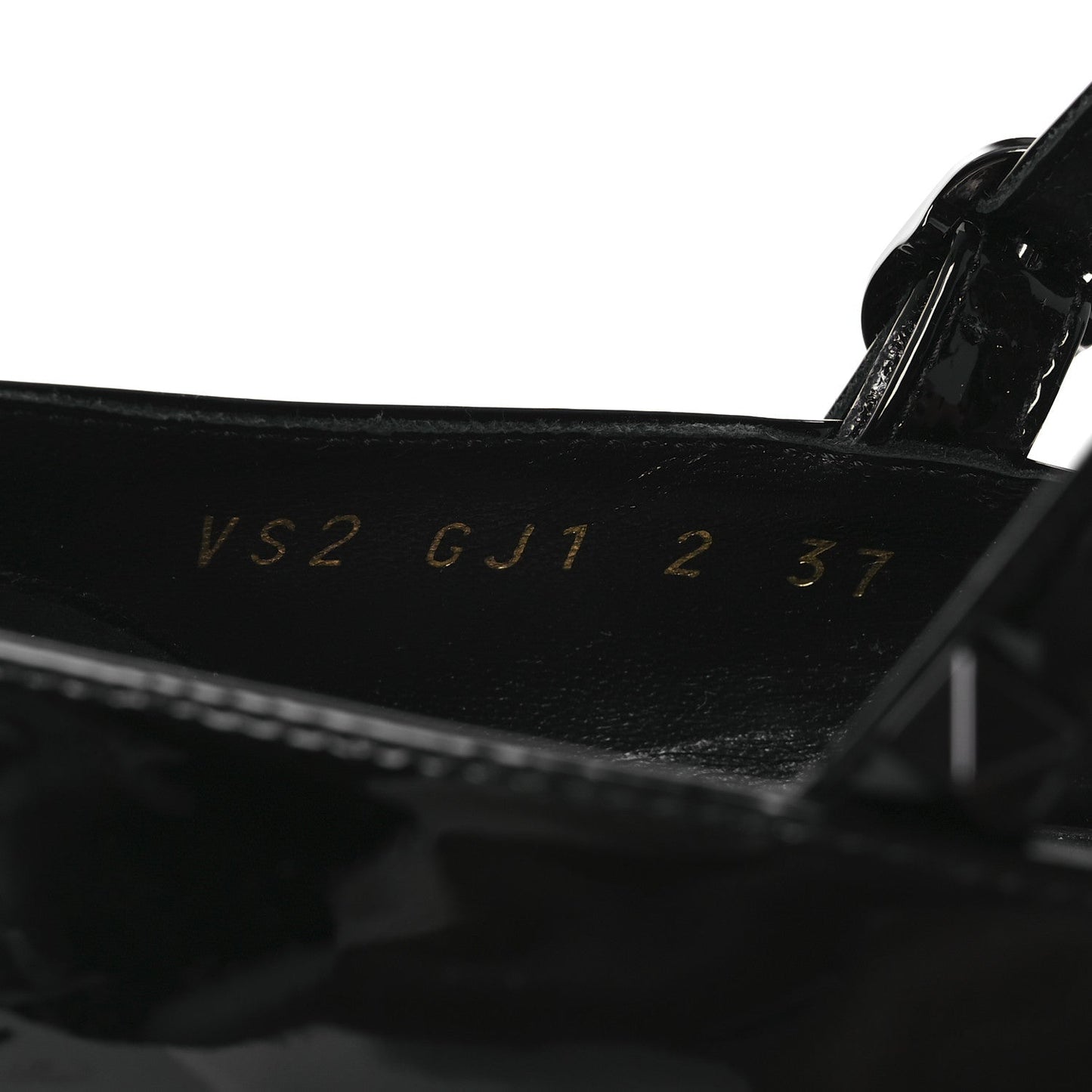 Patent Monochrome Rockstud Tan-Go Ankle Strap Pumps 37 Black