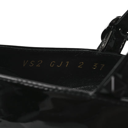 Valentino Garavani Patent Monochrome Rockstud Tan-Go Ankle Strap Pumps 37 Black 10 of 11