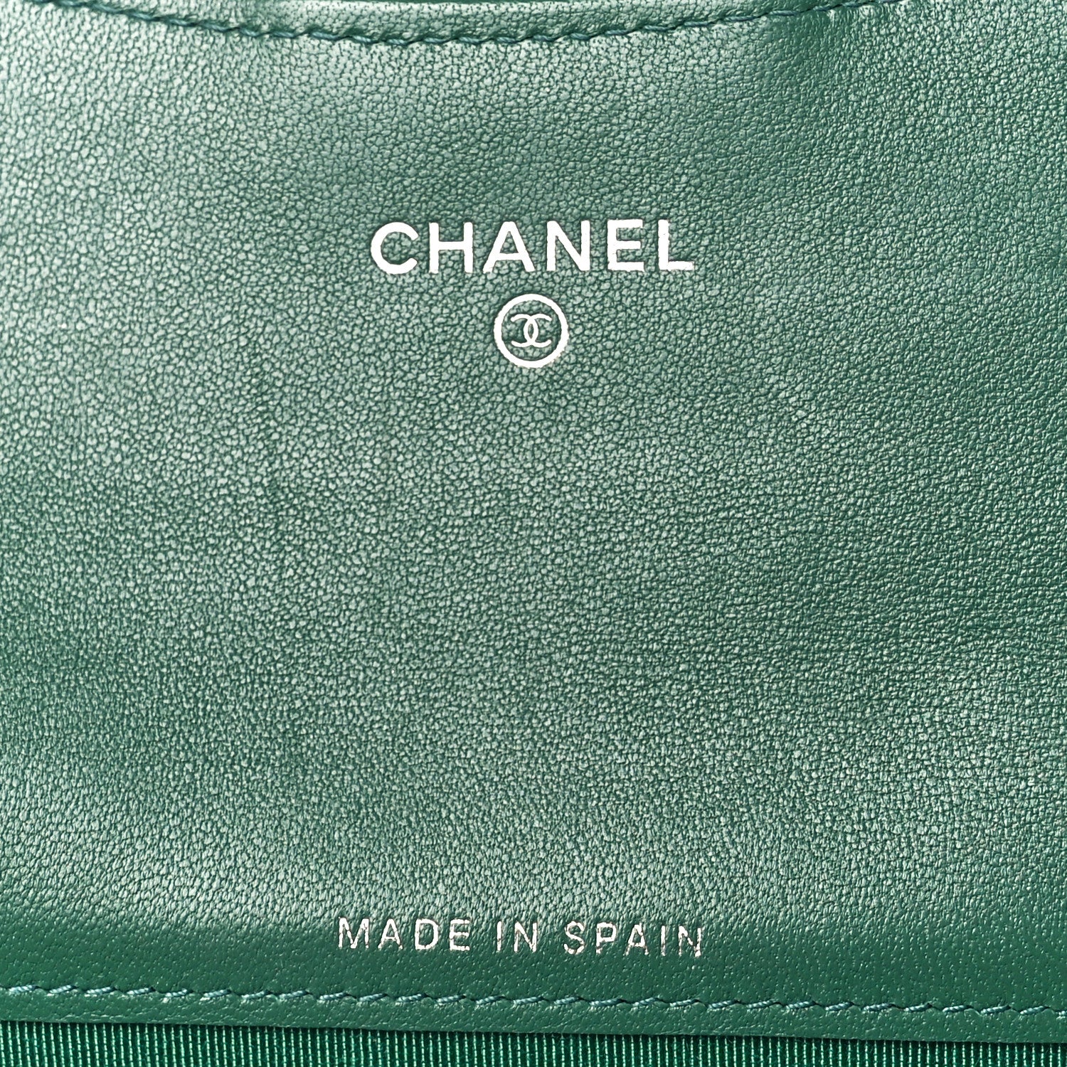 Chanel Lambskin Quilted Flap Card Holder Wallet Green 6 of 12