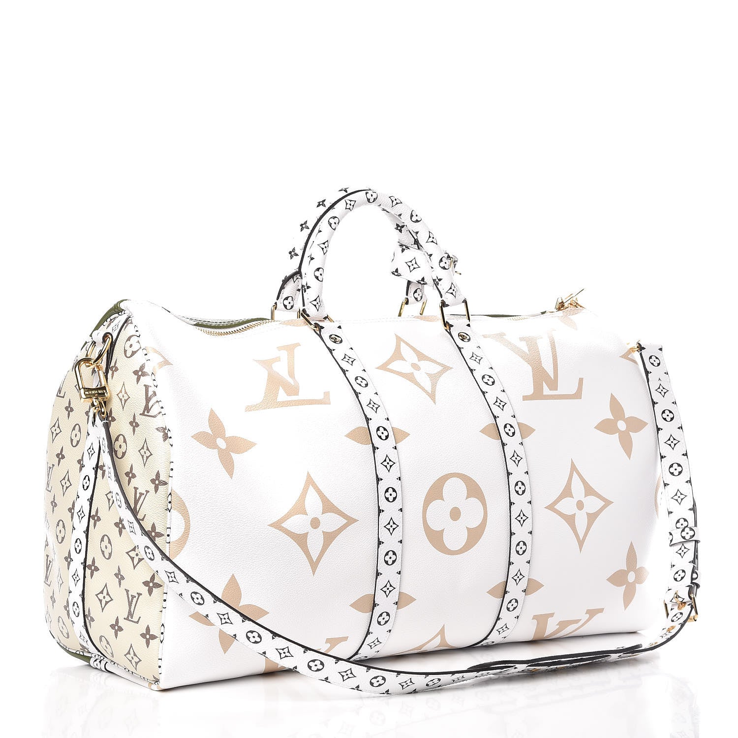 Louis Vuitton Monogram Giant Keepall Bandouliere 50 Kaki Beige 4 of 11