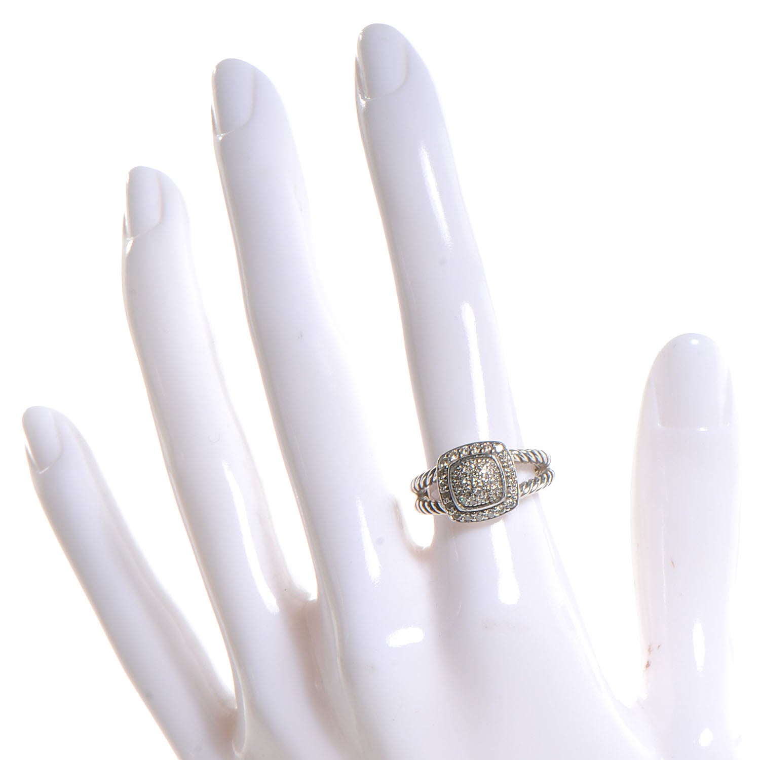 David Yurman Sterling Silver Diamond 7mm Petite Albion Pave Ring 52 6 2 of 5