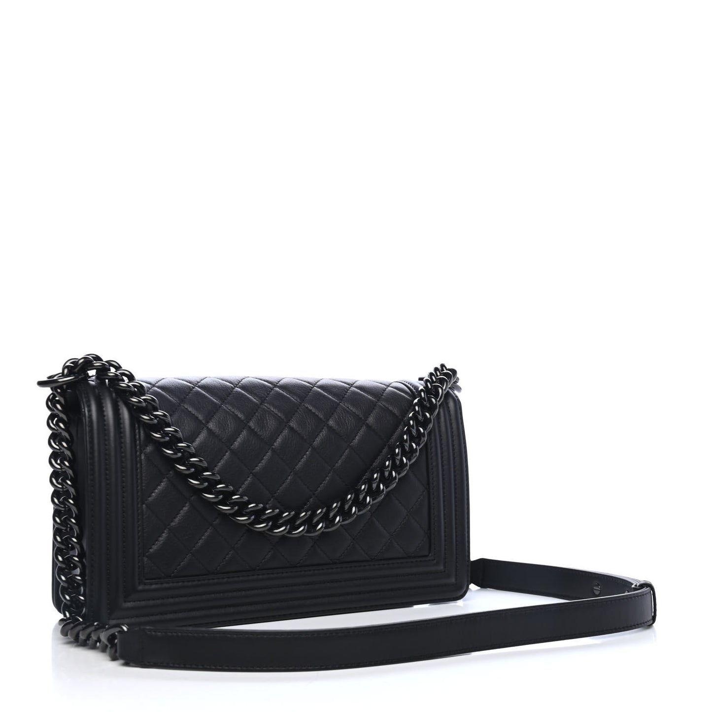 Calfskin Quilted Medium Boy Flap So Black