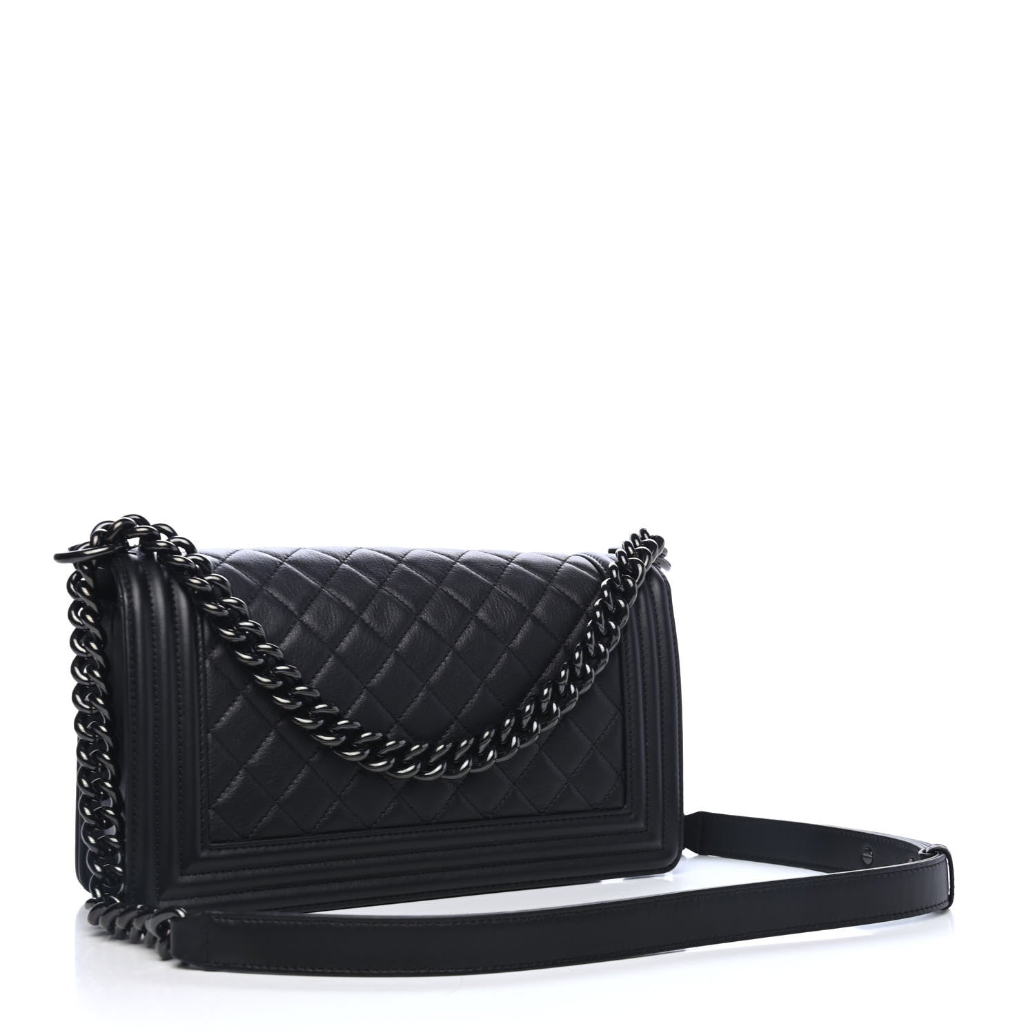 Chanel Calfskin Quilted Medium Boy Flap So Black 2 of 4