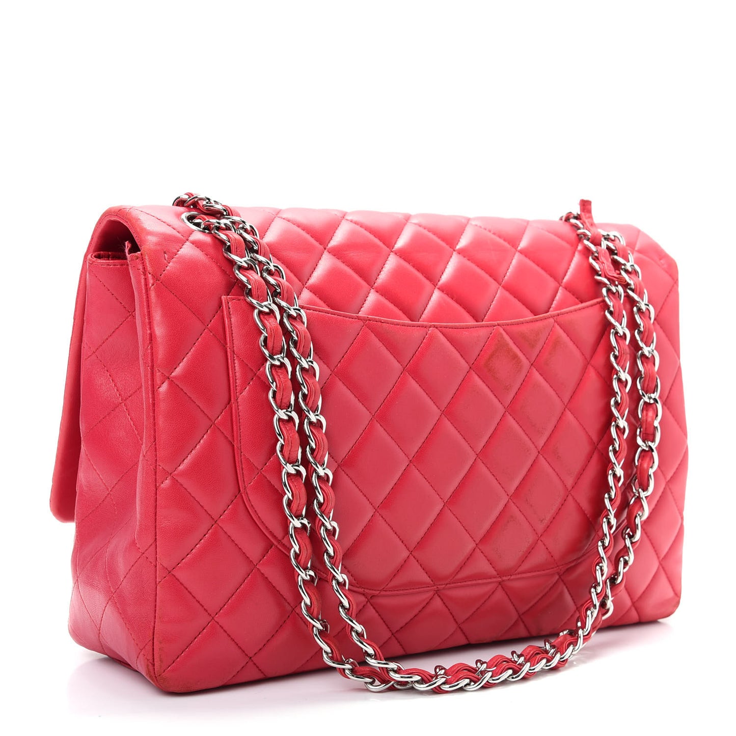 Lambskin Quilted Maxi Single Flap Fuchsia