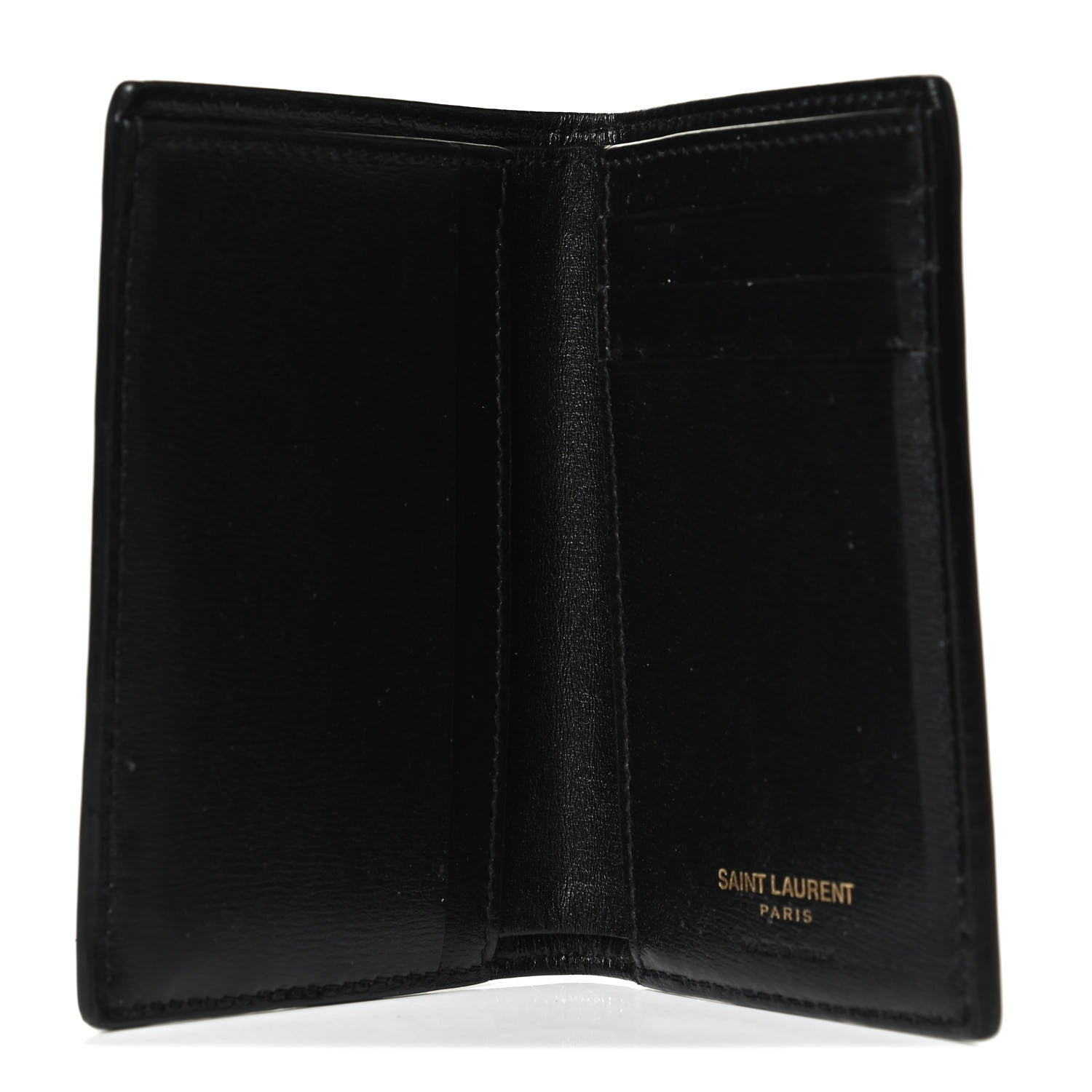 Saint Laurent Calfskin Techno Credit Card Wallet Black 5 of 7