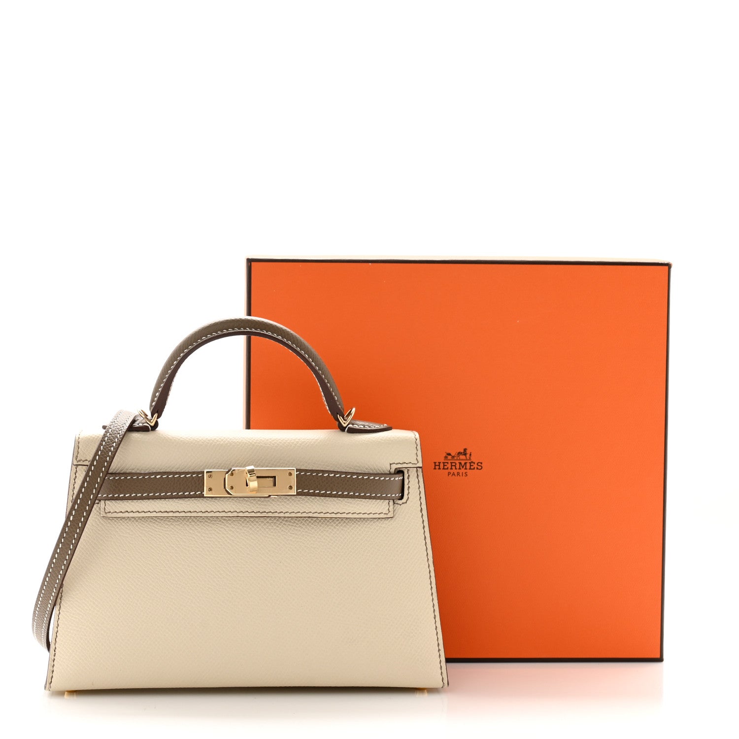 Hermes Epsom Horseshoe Mini Kelly Sellier 20 Craie Etoupe 12 of 12