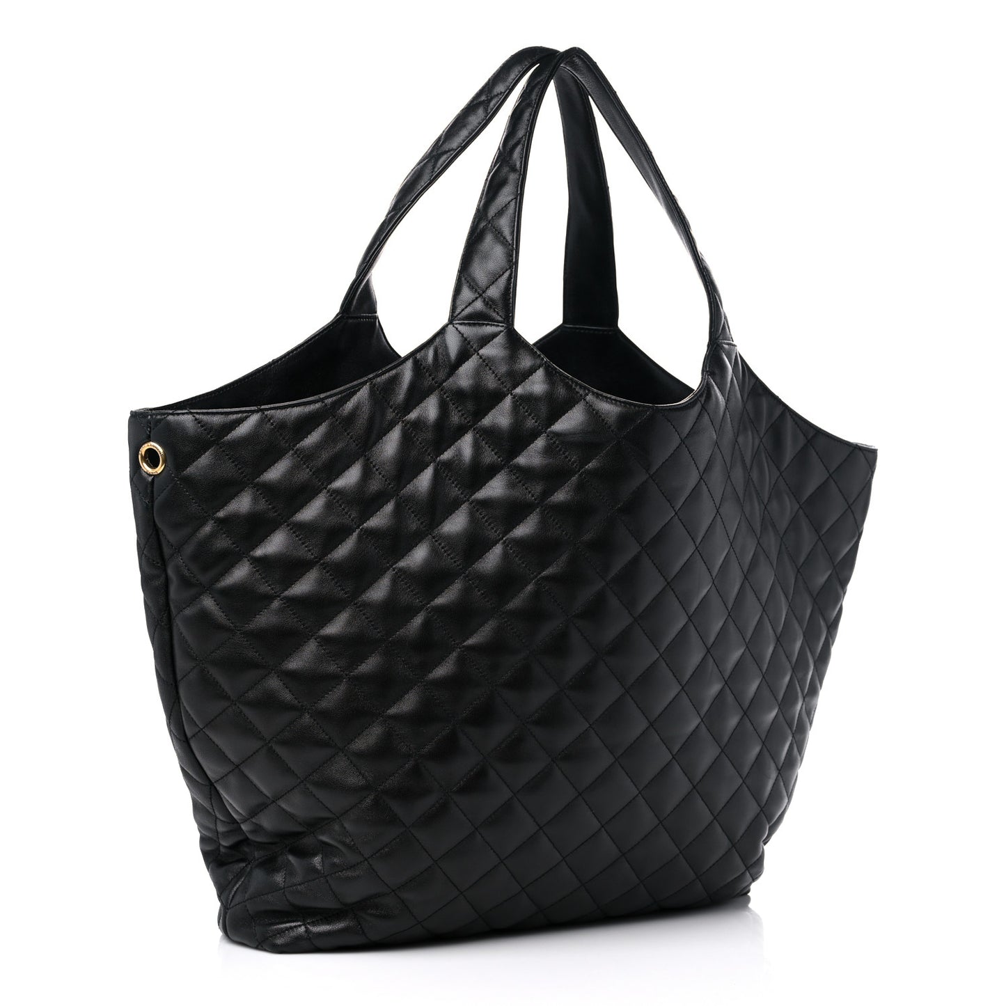 Lambskin Quilted Maxi Icare Shopping Tote Black