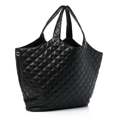 Saint Laurent Lambskin Quilted Maxi Icare Shopping Tote Black 4 of 10