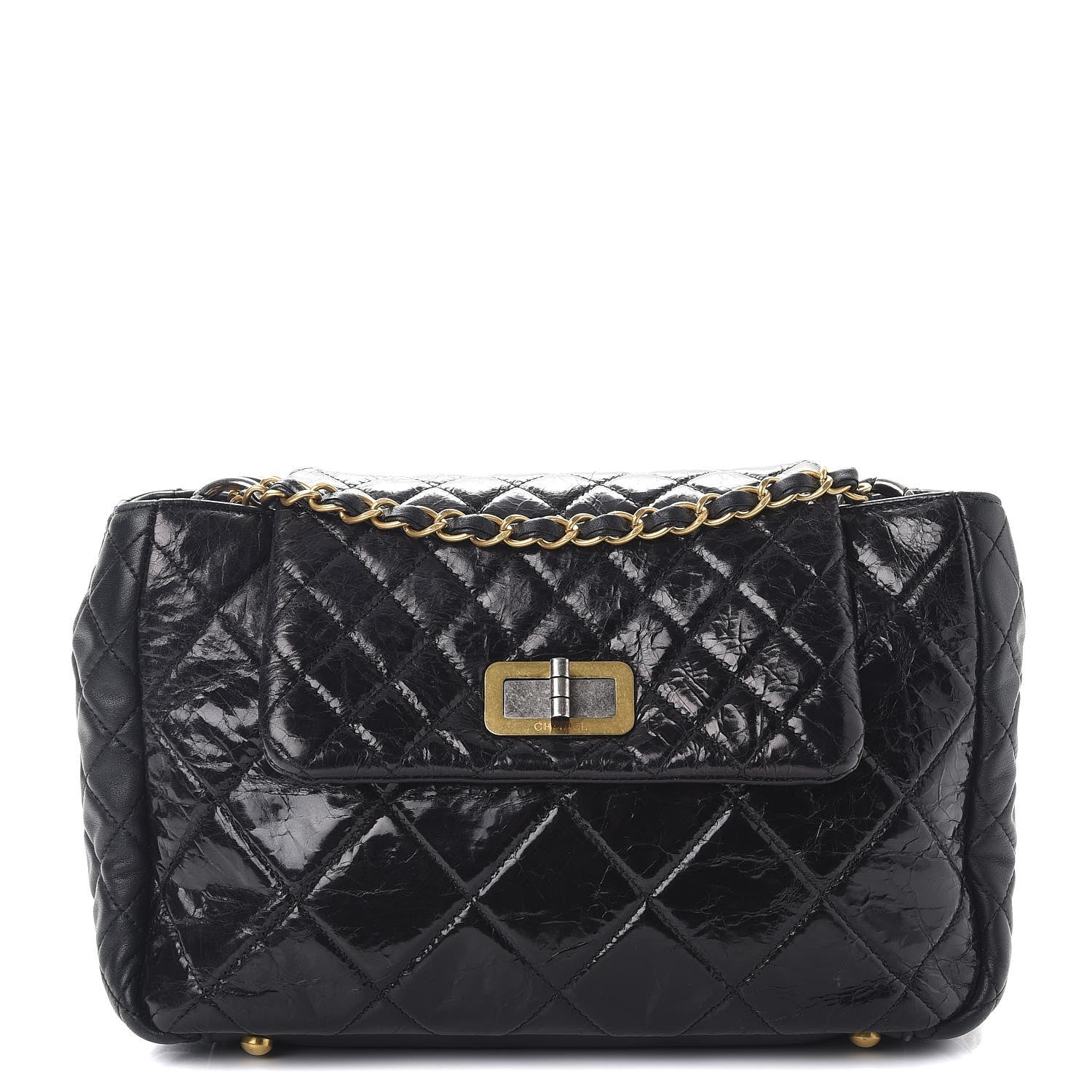 Chanel Glazed Crinkled Calfskin Medium East West Flap Black 1 of 10
