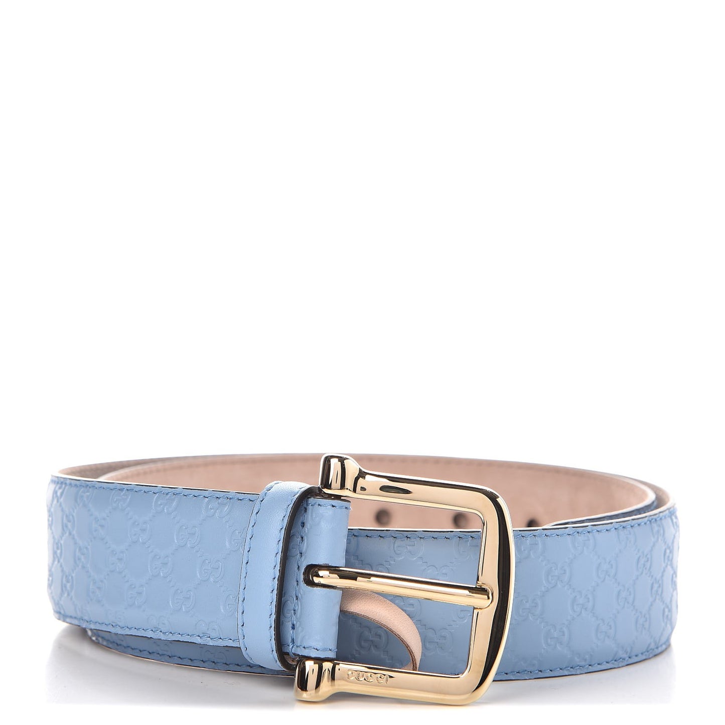 Soft Microguccissima Margaux Calfskin Belt 85 34 Mineral Blue