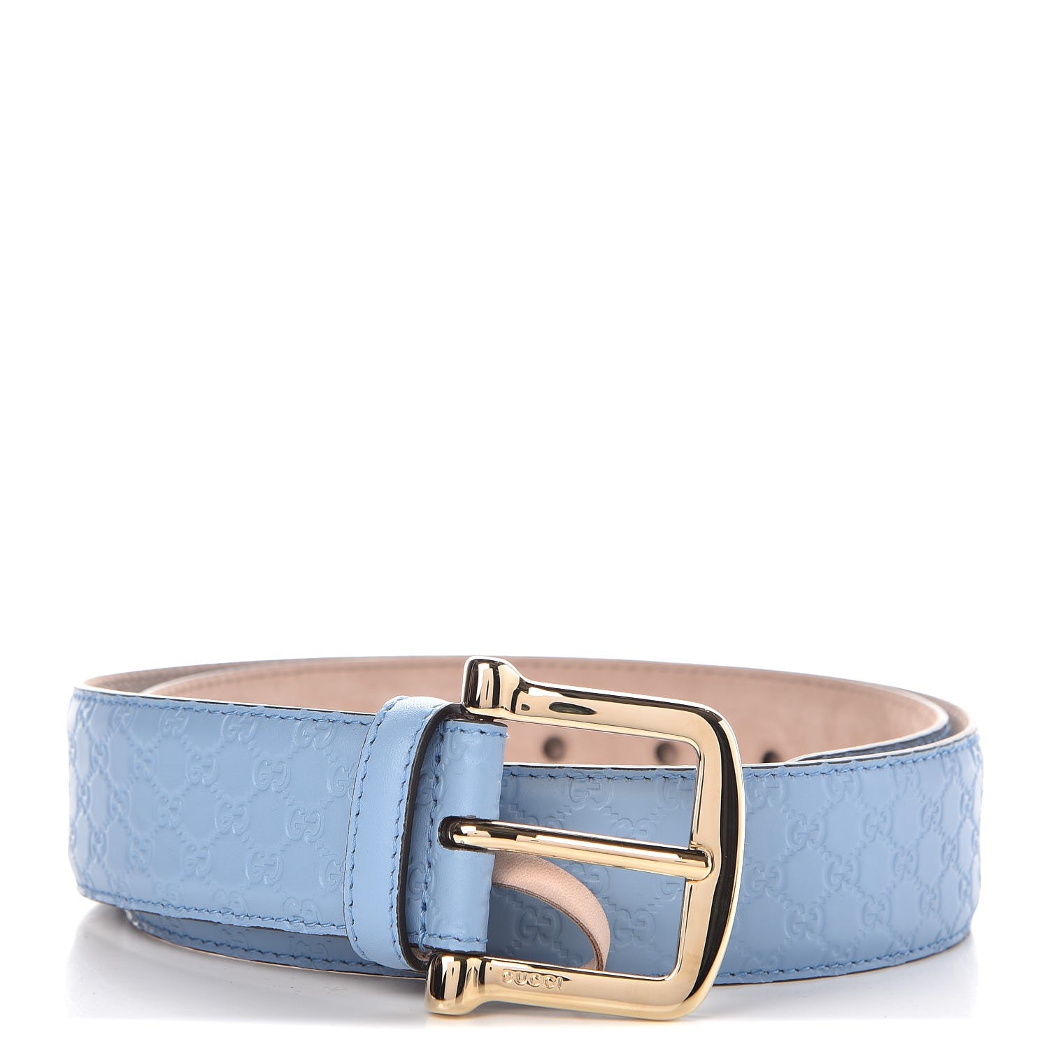 Gucci Soft Microguccissima Margaux Calfskin Belt 85 34 Mineral Blue 1 of 7