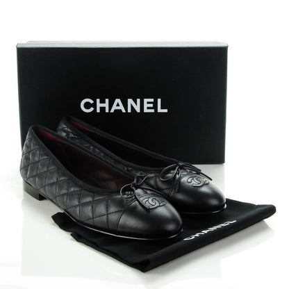 Chanel Quilted Lambskin CC Ballerina Flats 41.5 Black 5 of 8