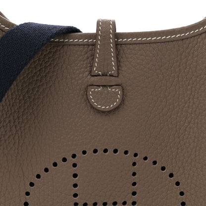 Hermes Taurillon Clemence Amazone Evelyne TPM Etoupe Bleu Indigo 8 of 11