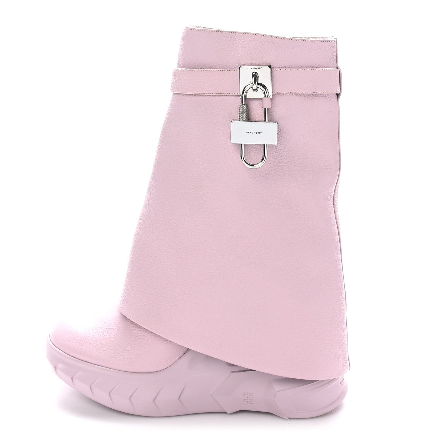 Givenchy Grained Calfskin Shark Lock Biker Ankle Boots 40 Pink 1 of 8